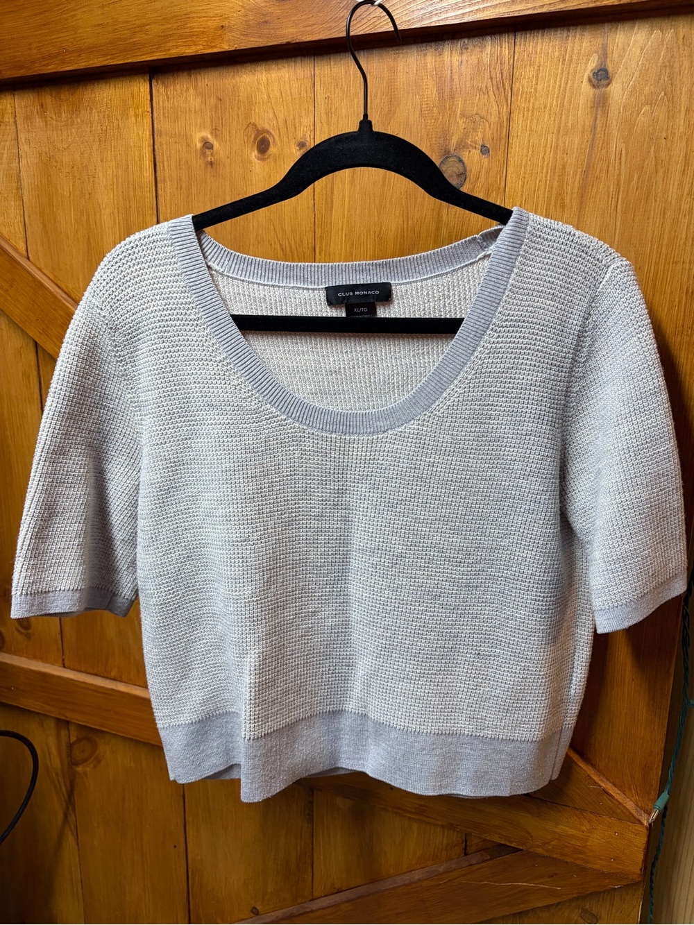 Club Monaco Light Gray Scoop-Neck Short-Sleeve Knit